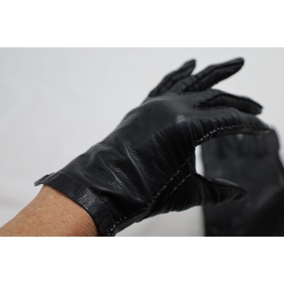 All leather Vintage Women's button Driving Gloves - Picture 4 of 4